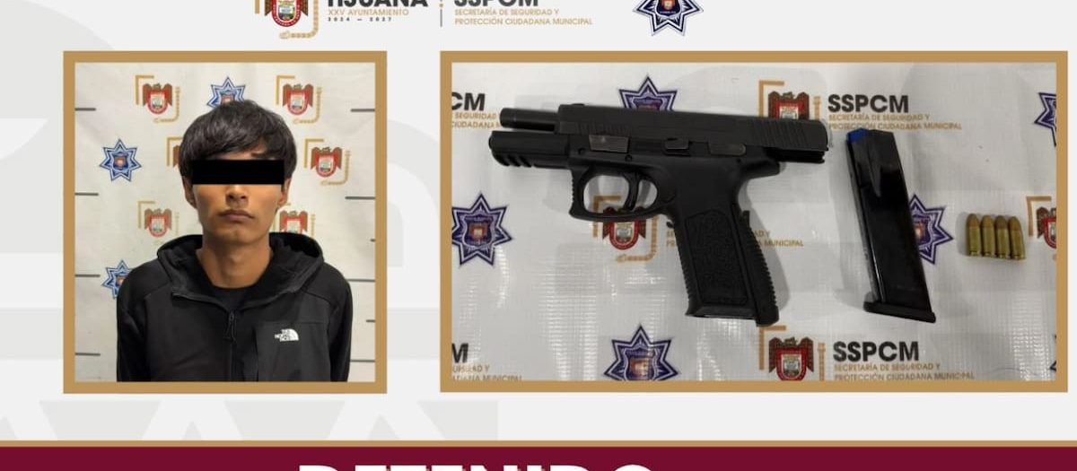 Detienen a joven de 18 años con pistola 9 milímetros en colonia Nueva Aurora