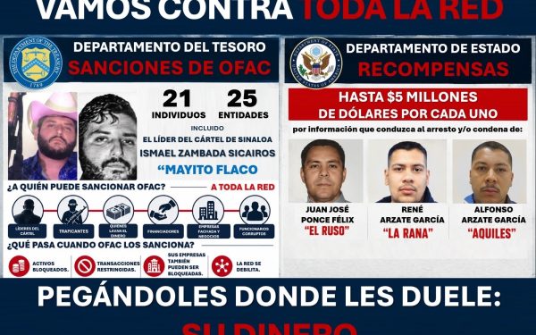 Sanciones de EEUU golpean red financiera del Cártel de Sinaloa